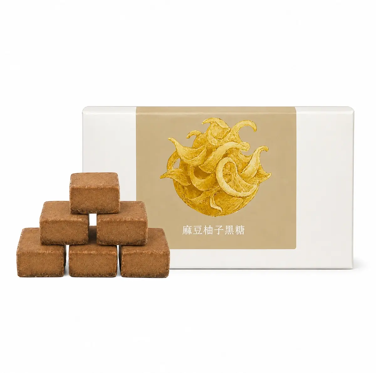 麻豆柚子黑糖由台南麻豆文旦汰果製成，6 入獨立包裝，沖泡後柚香四溢，SESN 永續企業送禮選品